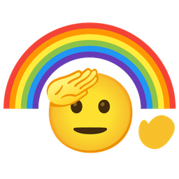 saluting face and rainbow