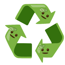 saluting face and recycling symbol