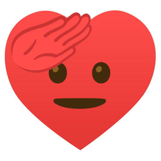 Saluting face and Red heart