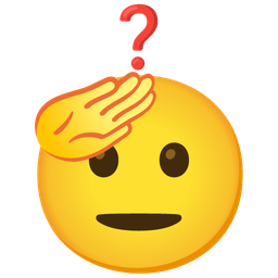 saluting face and red question mark