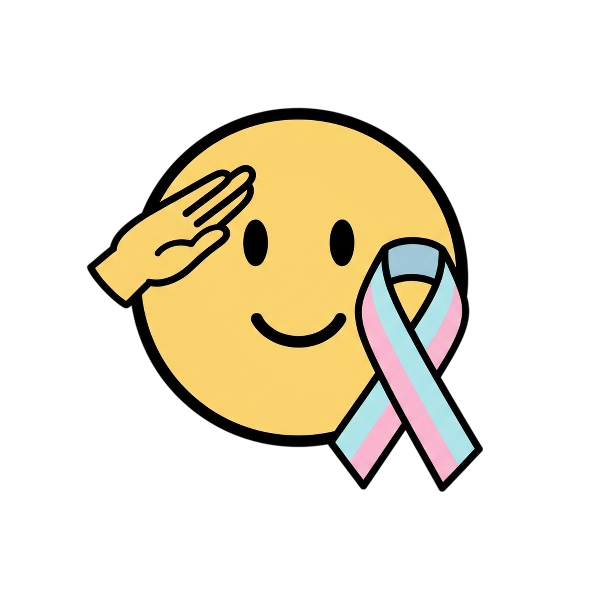 Saluting face and Reminder ribbon