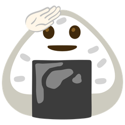 saluting face and rice ball