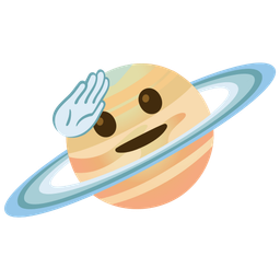 saluting face and ringed planet