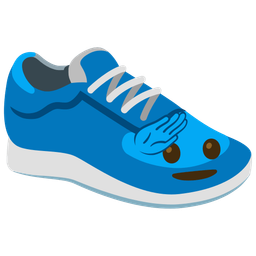 saluting face and running shoe