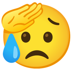 saluting face and sad but relieved face