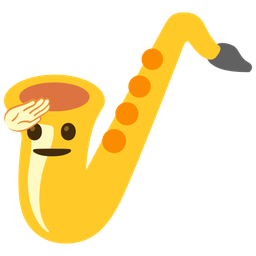 saluting face and saxophone