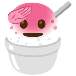 saluting face and shaved ice