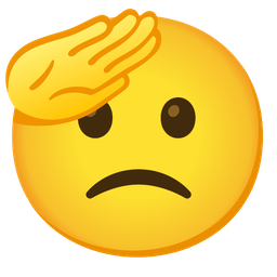 saluting face and slightly frowning face