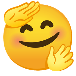 Saluting face and Smiling face with open hands