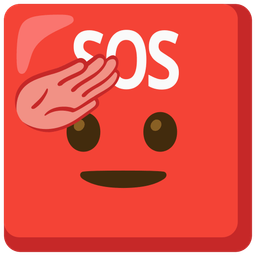 saluting face and SOS button