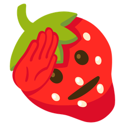 saluting face and strawberry