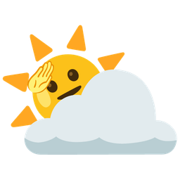 saluting face and sun behind cloud