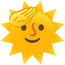 saluting face and sun with face