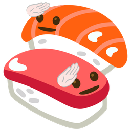 saluting face and sushi