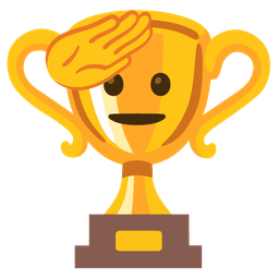 saluting face and trophy