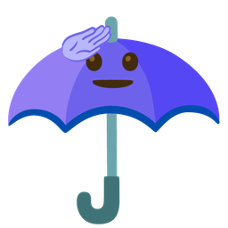 saluting face and umbrella