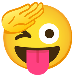 Saluting face and Winking face with tongue