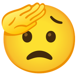 saluting face and worried face