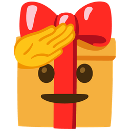 saluting face and wrapped gift