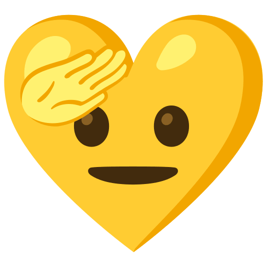 Saluting face and Yellow heart