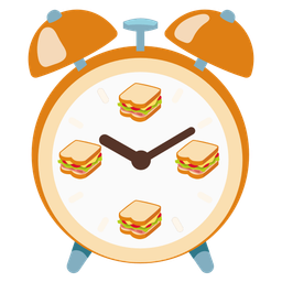 sandwich and alarm clock