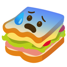 sandwich and anxious face with sweat