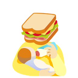 sandwich and baby bottle