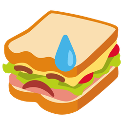 sandwich and downcast face with sweat