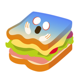 sandwich and face screaming in fear