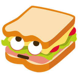 sandwich and face with rolling eyes