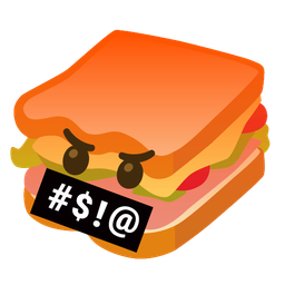 sandwich and face with symbols on mouth