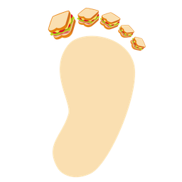 sandwich and footprints