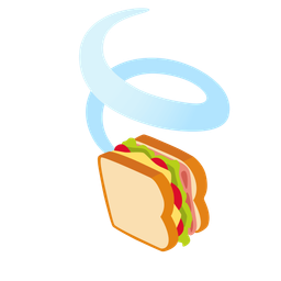 sandwich and leaf fluttering in wind