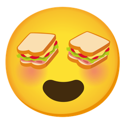 Sandwich and Smiling face with heart-eyes