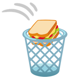 sandwich and wastebasket