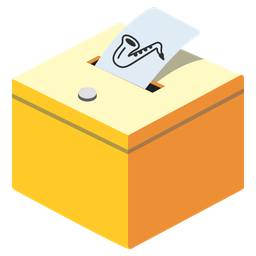 Saxophone and Ballot box with ballot