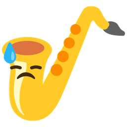 Saxophone and Downcast face with sweat