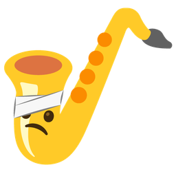 Saxophone and Face with head-bandage