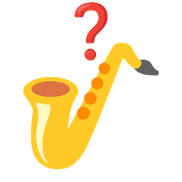Saxophone and Red question mark