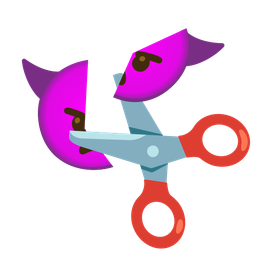 scissors and angry face with horns