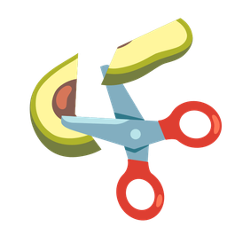 scissors and avocado