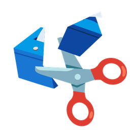 scissors and ballot box with ballot