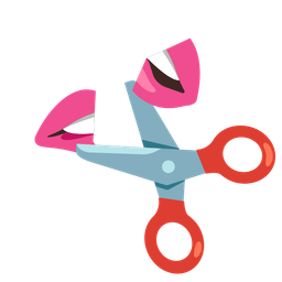 scissors and biting lip