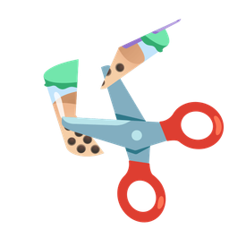 scissors and bubble tea