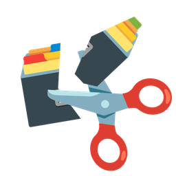 scissors and card file box