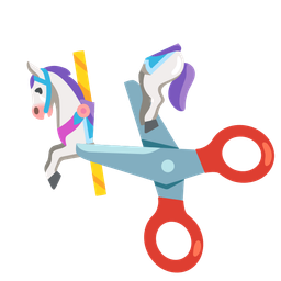 scissors and carousel horse