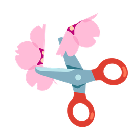 scissors and cherry blossom