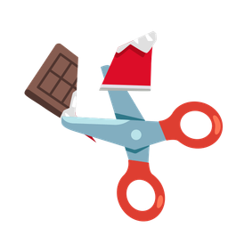 scissors and chocolate bar