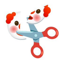 scissors and clown face