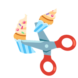 scissors and cupcake